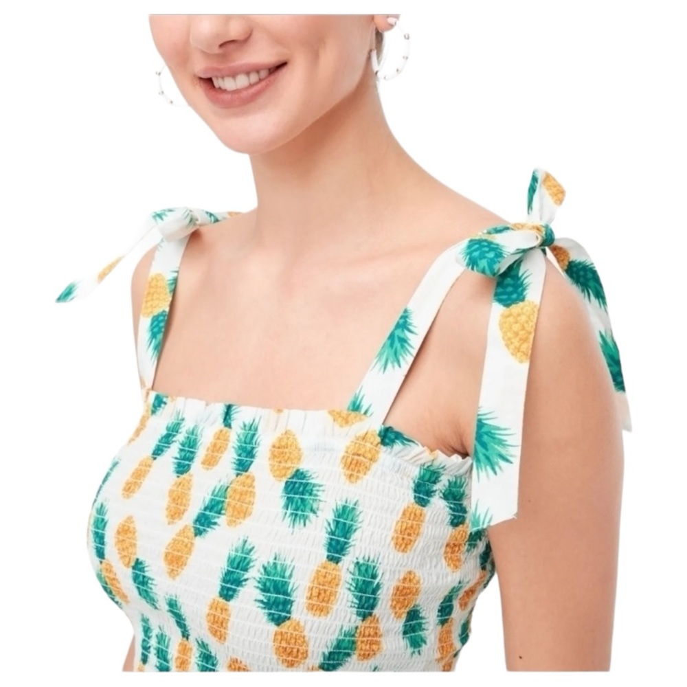 J Crew Strapless or Shoulder tie Pineapple Print Top, XL - Picture 11 of 11